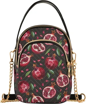Funny Pomegranates Leaf Crossbody Bag for Women Mini Cell Phone Purse Women's Shoulder Handbag