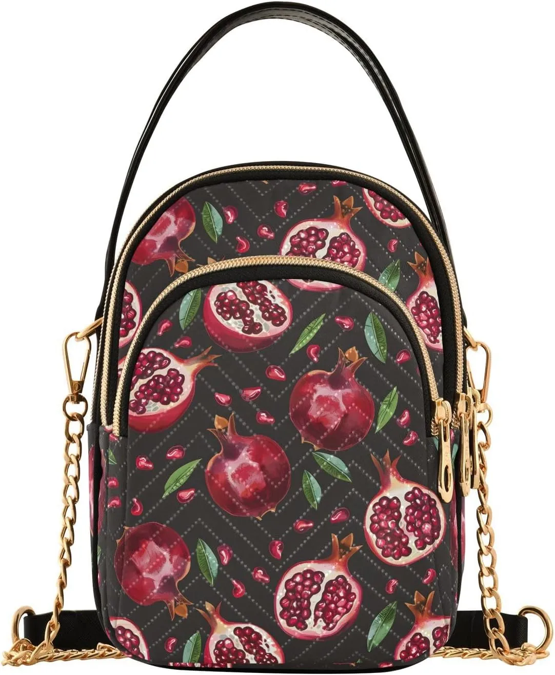 Funny Pomegranates Leaf Crossbody Bag for Women Mini Cell Phone Purse Women's Shoulder Handbag