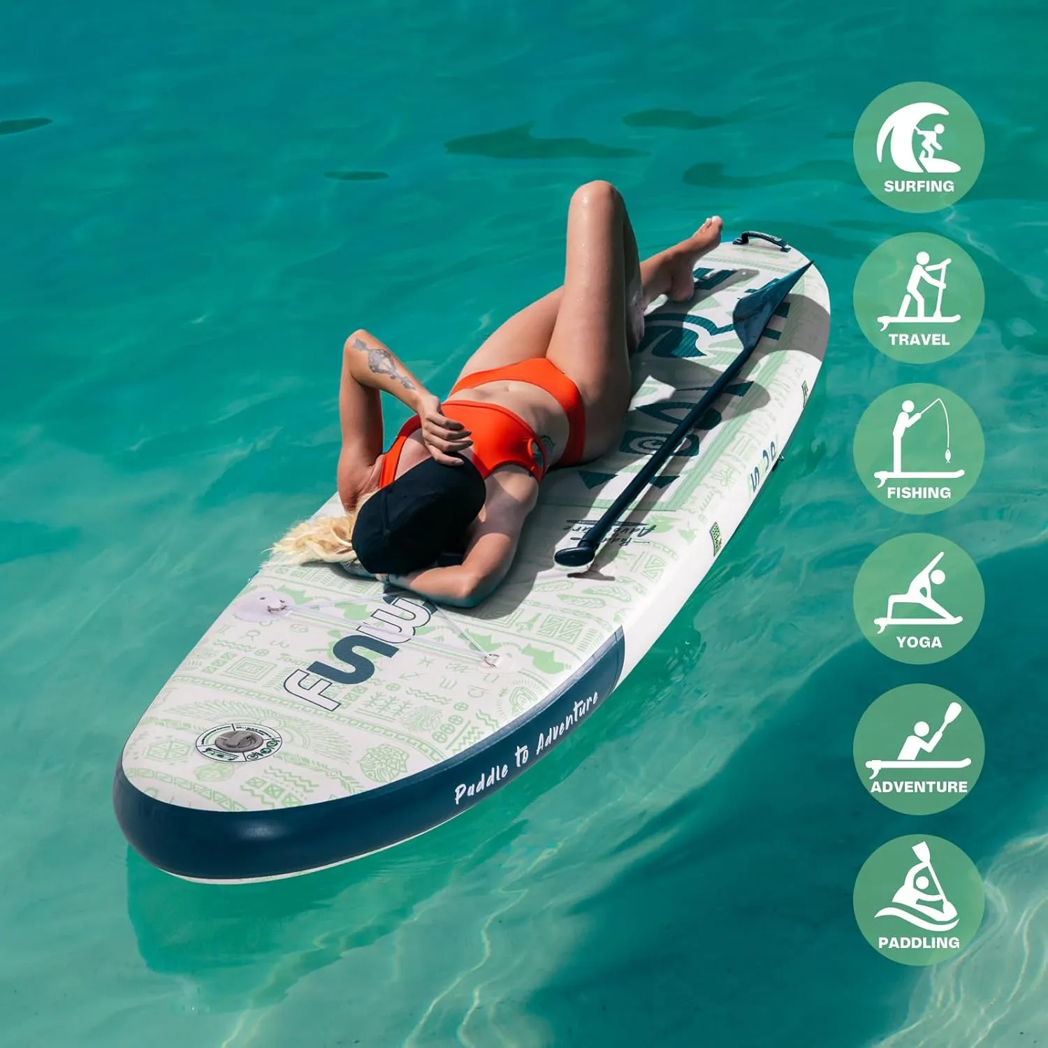 FunWater Inflatable Stand Up Paddle Board with Premium SUP Paddleboard Accessories, Anti-Slip EVA Deck, 11'/10'6'' Paddle Boards for Adults & Youth of All Skill Levels