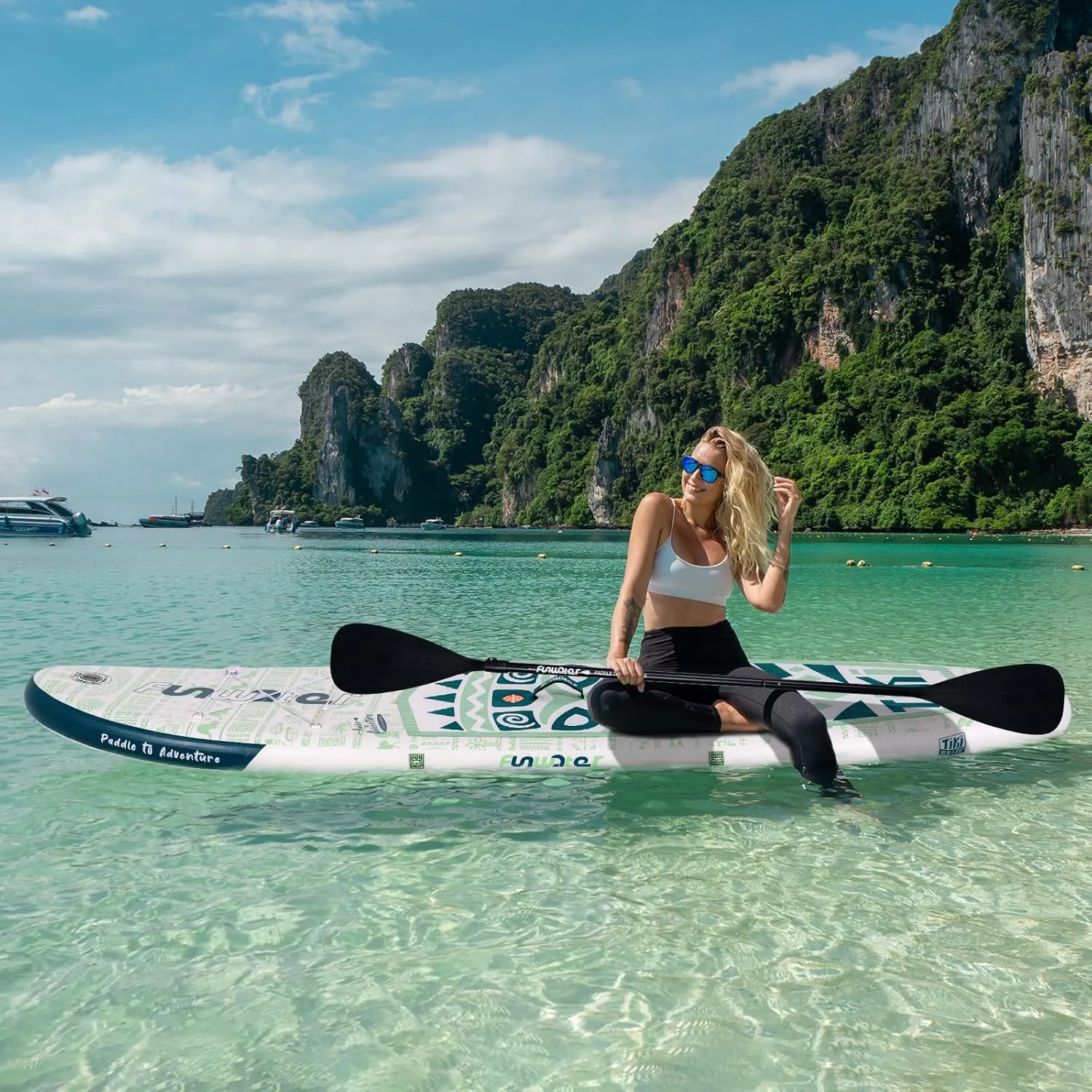 FunWater Inflatable Stand Up Paddle Board with Premium SUP Paddleboard Accessories, Anti-Slip EVA Deck, 11'/10'6'' Paddle Boards for Adults & Youth of All Skill Levels