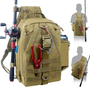 FUSIGO Fishing Backpack Tackle Bag Fishing Bag with Rod Holder Waterproof Backpack Shoulder Storage Bag Fishing Hiking