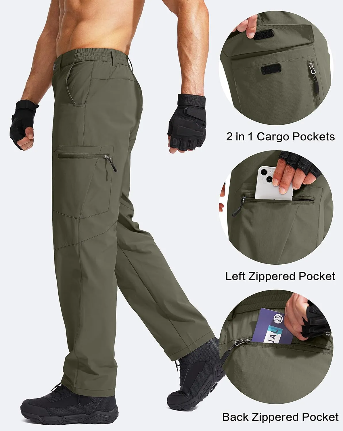G Gradual Men's Hiking Cargo Pants Water Resistant Quick Dry Lightweight Outdoor Tactical Pants for Men with Multi Pocket
