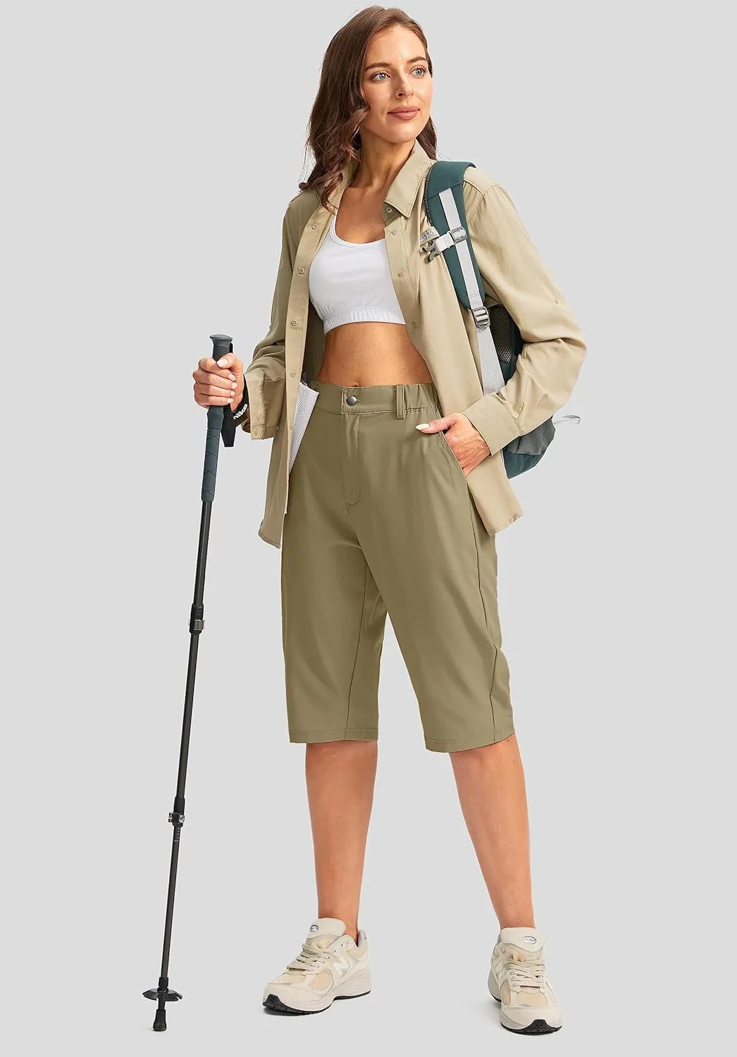 G Gradual Women's Long Hiking Cargo Shorts 13" Knee Length Lightweight Quick Dry Bermuda Shorts for Women with 5 Pockets