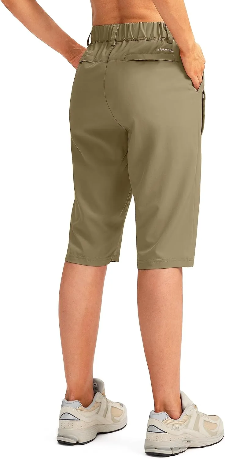 G Gradual Women's Long Hiking Cargo Shorts 13" Knee Length Lightweight Quick Dry Bermuda Shorts for Women with 5 Pockets