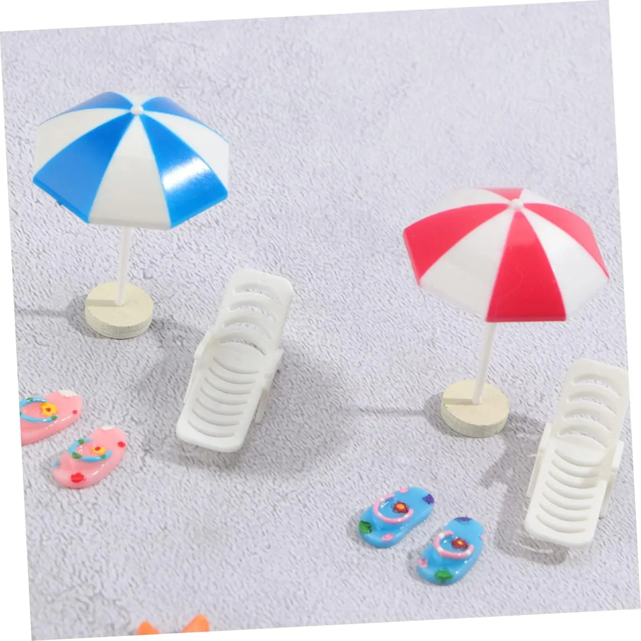 GALPADA 3 Sets Miniature Beach Adornments Resin Boat Umbrella Slippers for Sandbox Decor Fun Mini Beach House Accessories for Imaginative Play