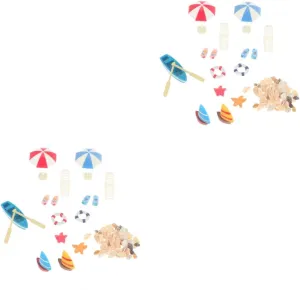GALPADA 3 Sets Miniature Beach Adornments Resin Boat Umbrella Slippers for Sandbox Decor Fun Mini Beach House Accessories for Imaginative Play