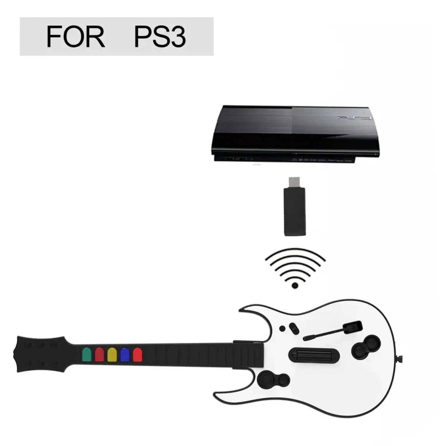Game Goby Guitar Hero Controller for PC and PS3 - Wireless Guitar for Guitar Hero, Rock Band & Clone Hero Games, Guitar Hero Guitar with Strap & Wireless Dongle (5 Keys)