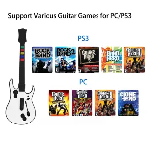 Game Goby Guitar Hero Controller for PC and PS3 - Wireless Guitar for Guitar Hero, Rock Band & Clone Hero Games, Guitar Hero Guitar with Strap & Wireless Dongle (5 Keys)