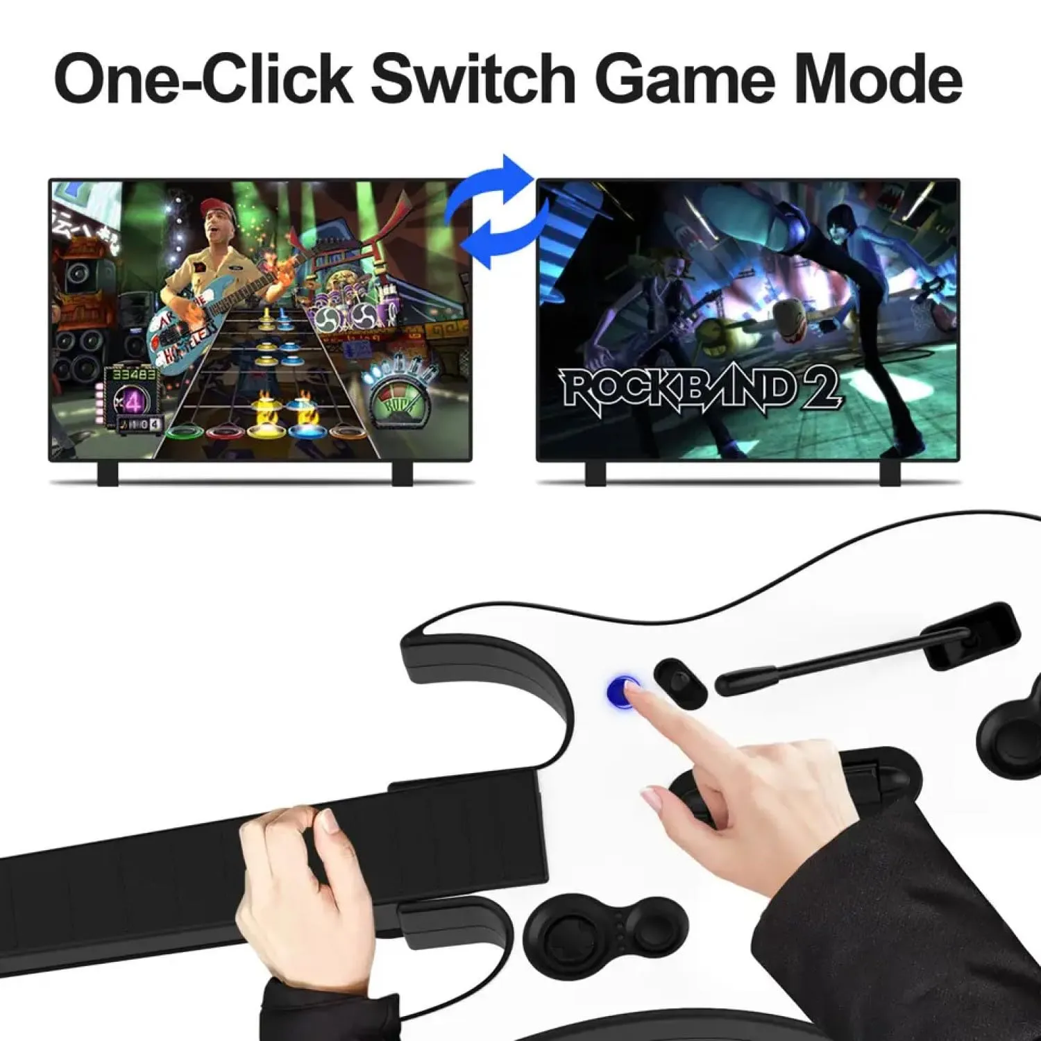 Game Goby Guitar Hero Controller for PC and PS3 - Wireless Guitar for Guitar Hero, Rock Band & Clone Hero Games, Guitar Hero Guitar with Strap & Wireless Dongle (5 Keys)