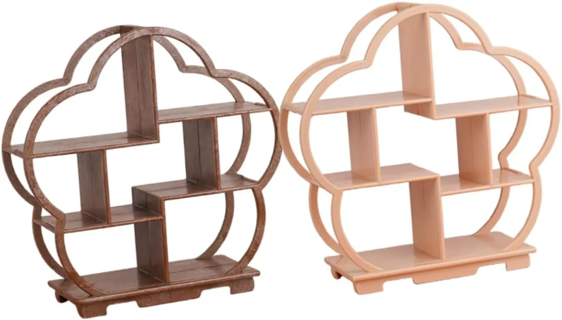 Garneck 2pcs Miniature Wooden Storage Rack Elegant Display Shelf for Dollhouse Decoration for Showcasing Miniatures and Items Versatile Accessories for Mini House Scenes