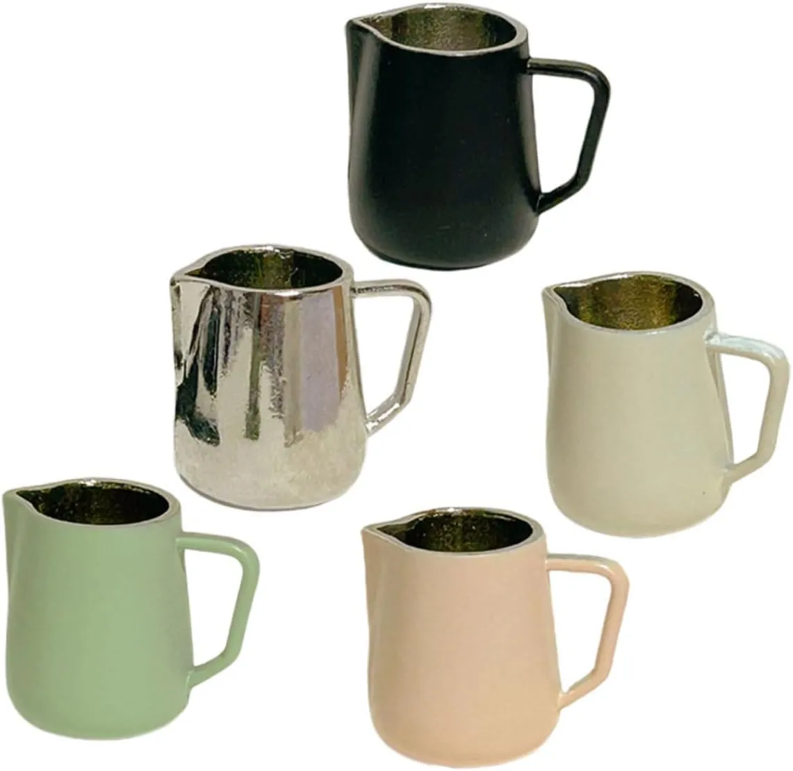 Garneck 3sets 5pcs Mini Coffee Cup Ornament Tiny Milk Frothing Jugs Almond Natural for Dollhouse Decor Creative Play 5pcs*3