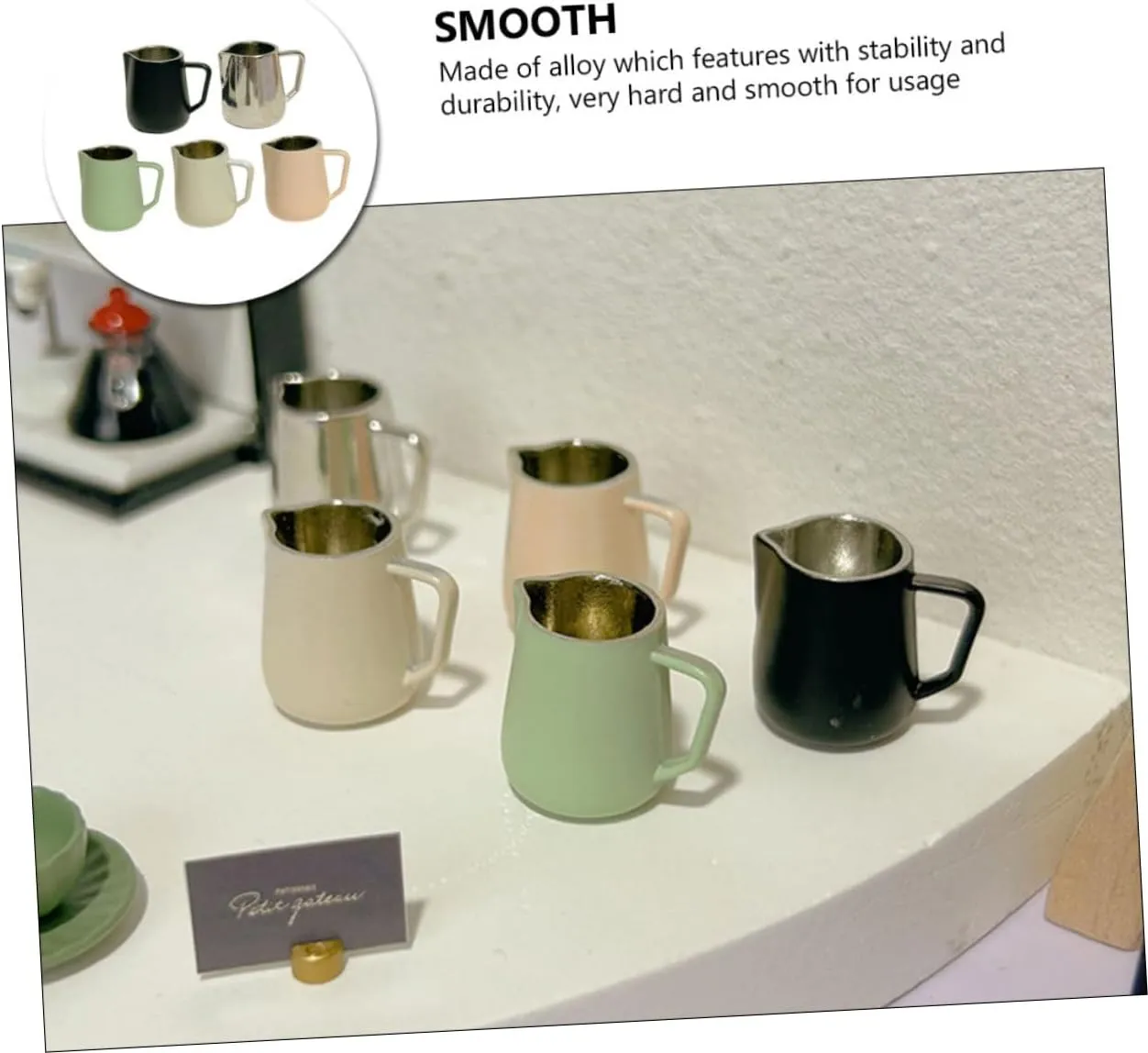 Garneck 3sets 5pcs Mini Coffee Cup Ornament Tiny Milk Frothing Jugs Almond Natural for Dollhouse Decor Creative Play 5pcs*3