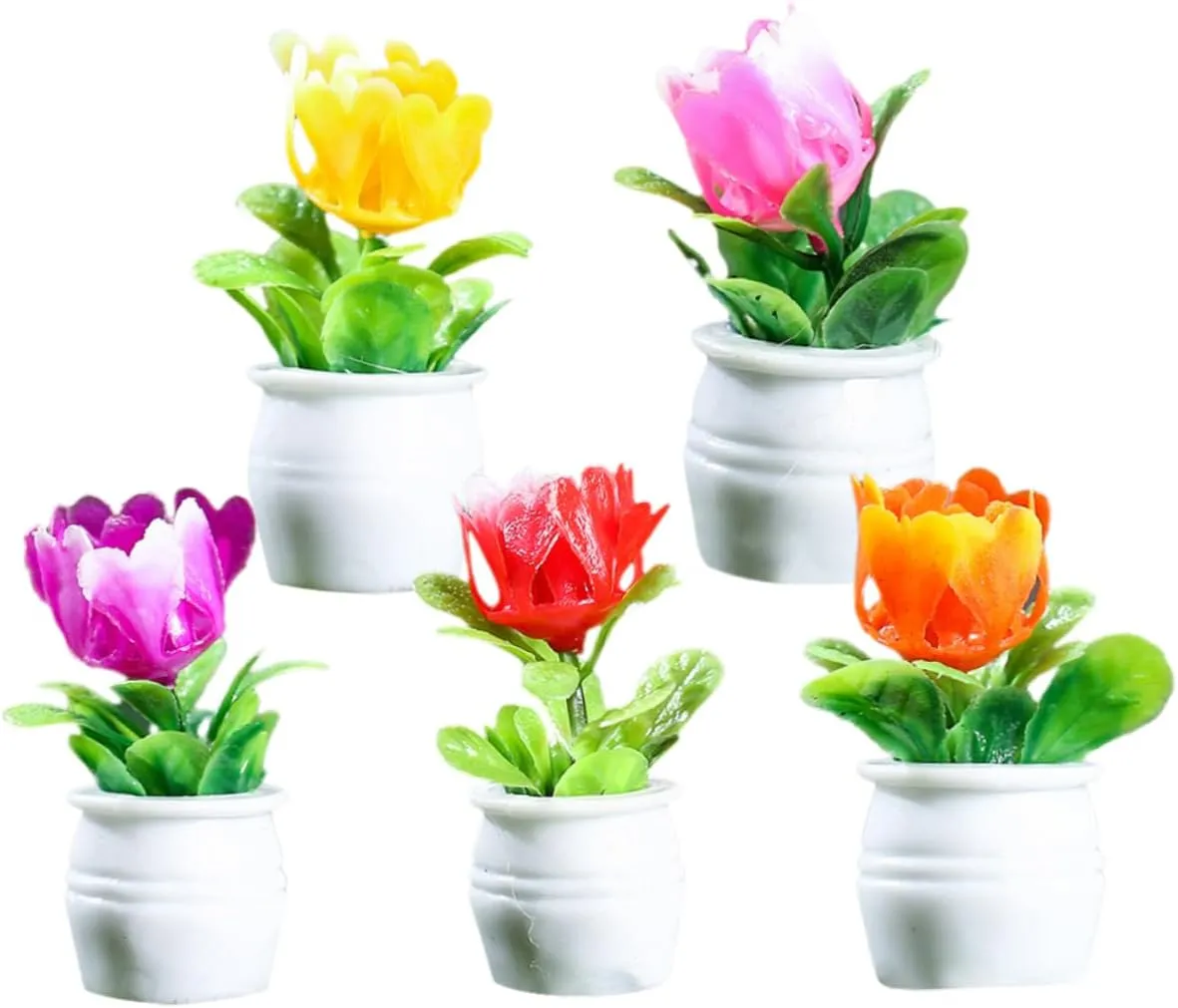 Garneck 5sets 5pcs Flowerpot Model Realistic Bonsai Decorations for Dollhouses Fairy Gardens and Home Decor Present Choice for Friends 5pcs*5