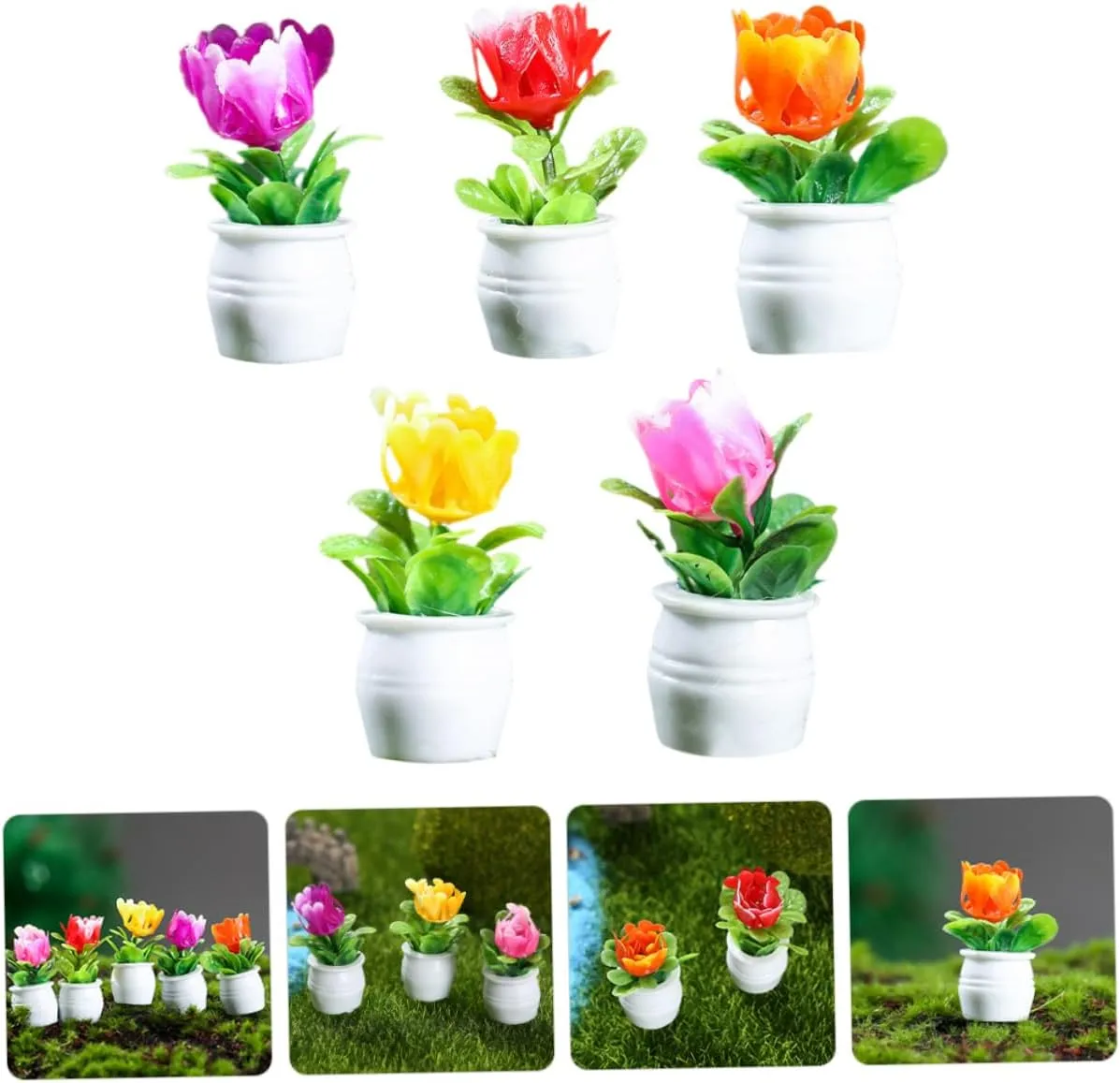 Garneck 5sets 5pcs Flowerpot Model Realistic Bonsai Decorations for Dollhouses Fairy Gardens and Home Decor Present Choice for Friends 5pcs*5