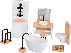Garneck 8pcs Dollhouse Bathroom Set - Miniature Bathroom Furniture Accessories for 1/12 Scale Dollhouse - Includes Toilet Bathtub Basin Shower and Cabinet for ' Playroom Decor