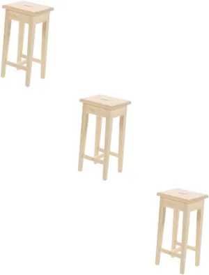 GARVALON 3pcs Miniature Stool Model for Dollhouse Cute High Stool Accessory for Boys and Girls for Scene Decoration for Day Birthday and Year