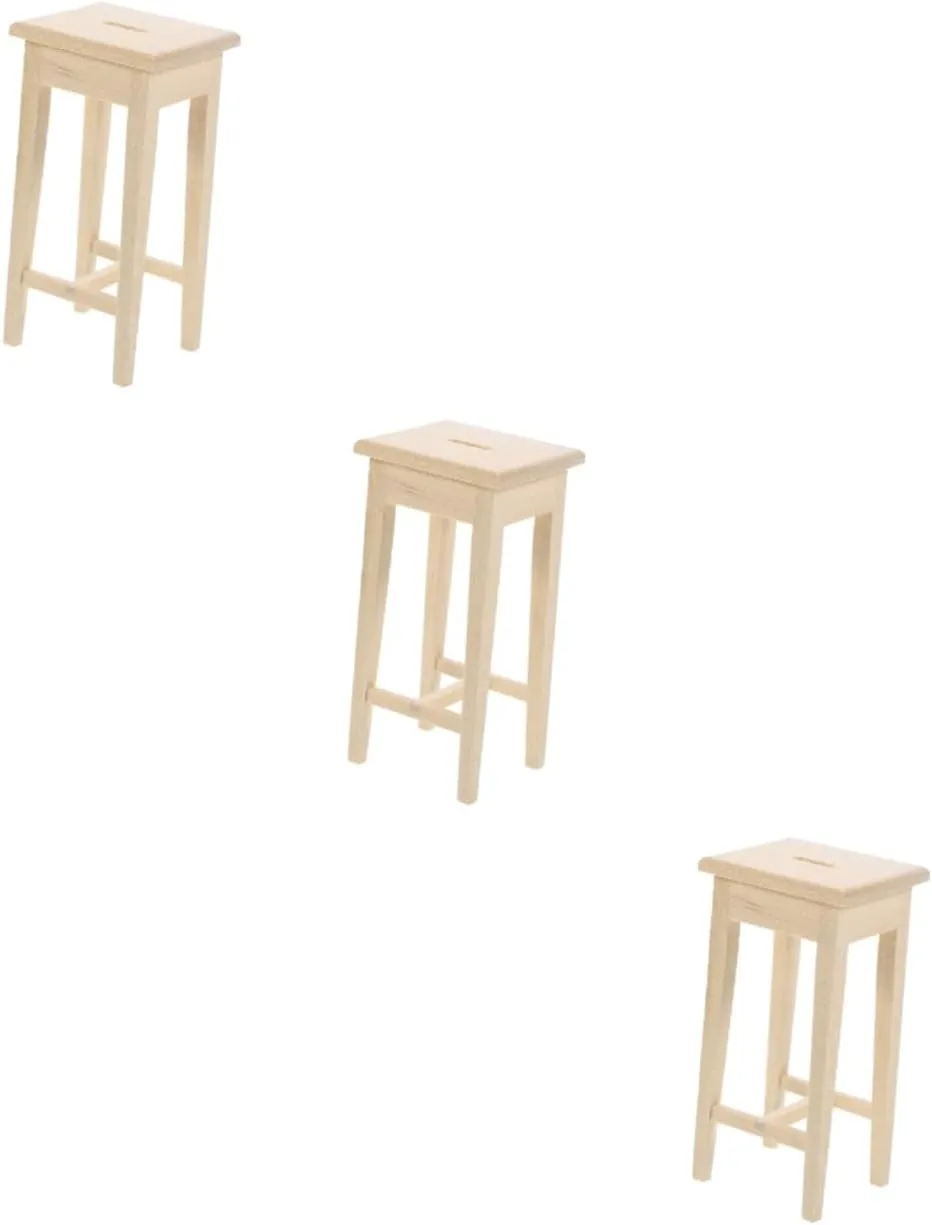 GARVALON 3pcs Miniature Stool Model for Dollhouse Cute High Stool Accessory for Boys and Girls for Scene Decoration for Day Birthday and Year