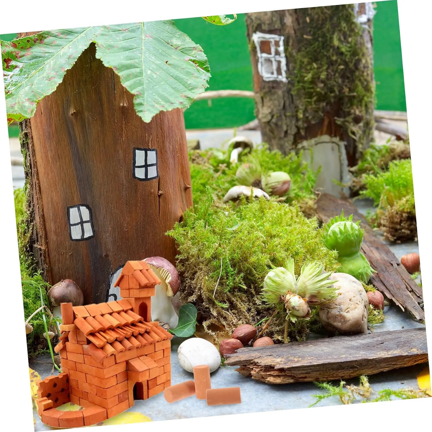 GARVALON 50pcs Miniature Bricks Realistic Simulation Bricks for Miniature Landscaping Model Building and Dollhouse Decor for Creative Crafts and Landscapes