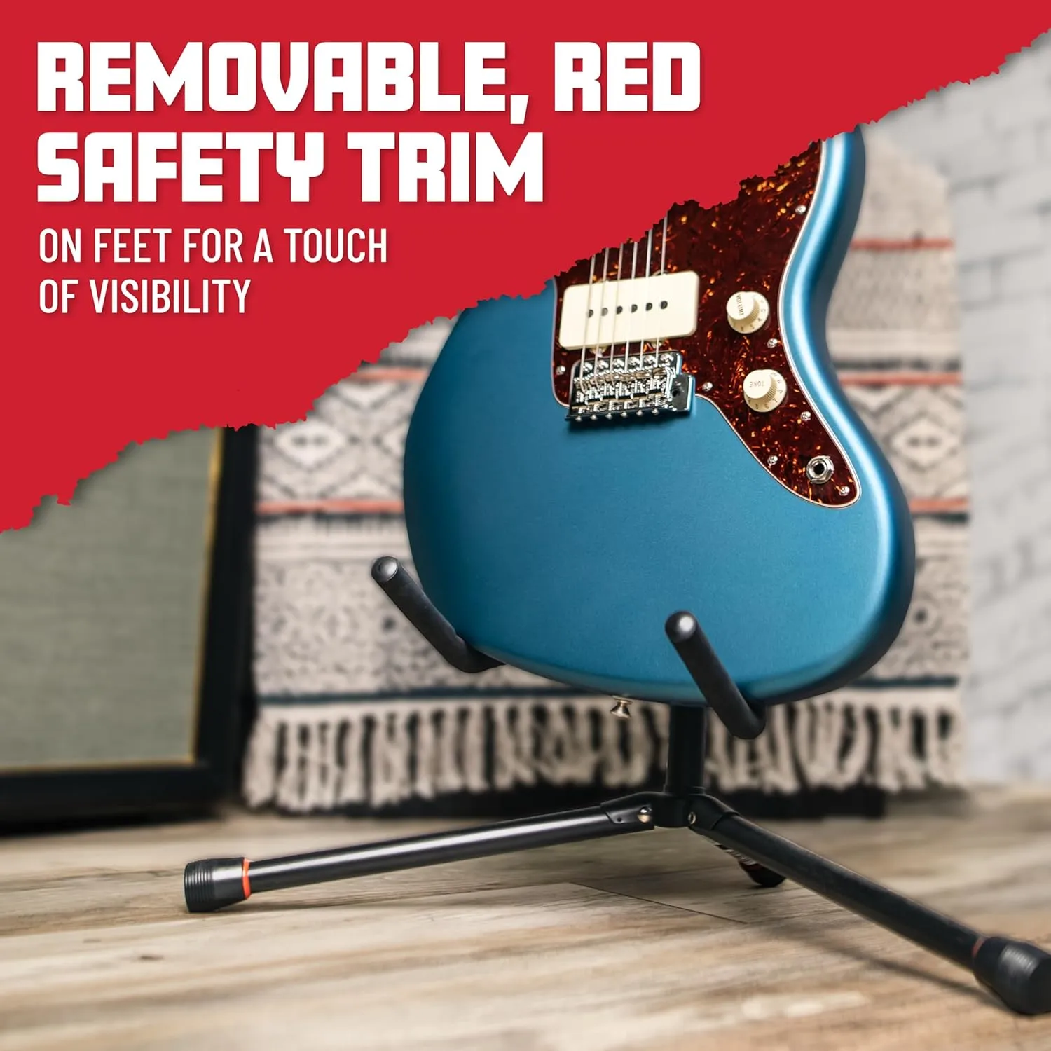 Gator Frameworks Adjustable Guitar Stand, Holds Single Electric or Acoustic Guitar, (GFW-GTR-1000)