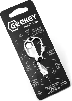 Geekey Keychain Multitool – EDC Tool with 16  Functions | Small Bottle Opener keychain with Screwdriver, Wrench, and Box Cutter for Travel, Outdoor, and Everyday Use – TSA Safe