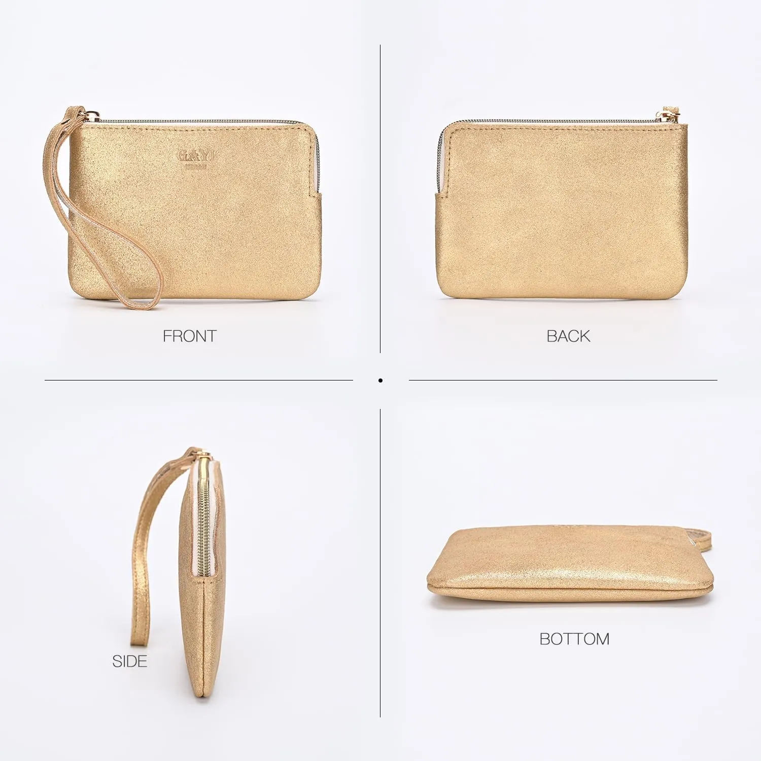 Genuine Leather 4.5 x 6.5 Wristlet Purse for Women, Evening Wristlet Pouch Clutch Bag