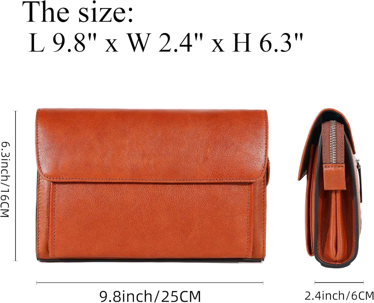 Genuine Leather Men Clutch Bags Purse Handbags Business Zipper Wallet Travel Bag