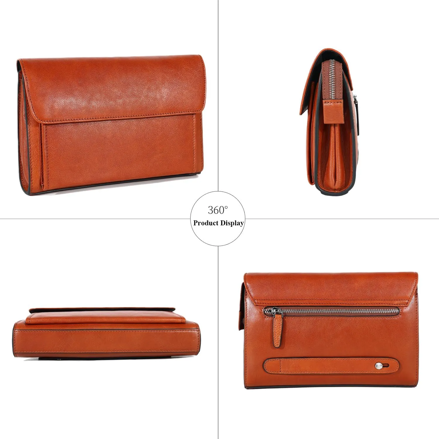 Genuine Leather Men Clutch Bags Purse Handbags Business Zipper Wallet Travel Bag