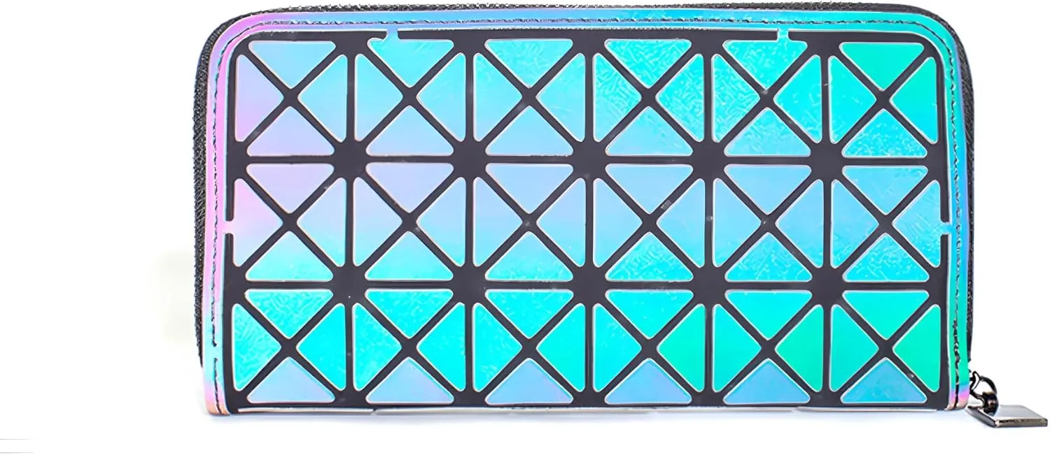 Geometric Clutch Wallet Luminous Lattice Purse Coin Purse Handbag For Women