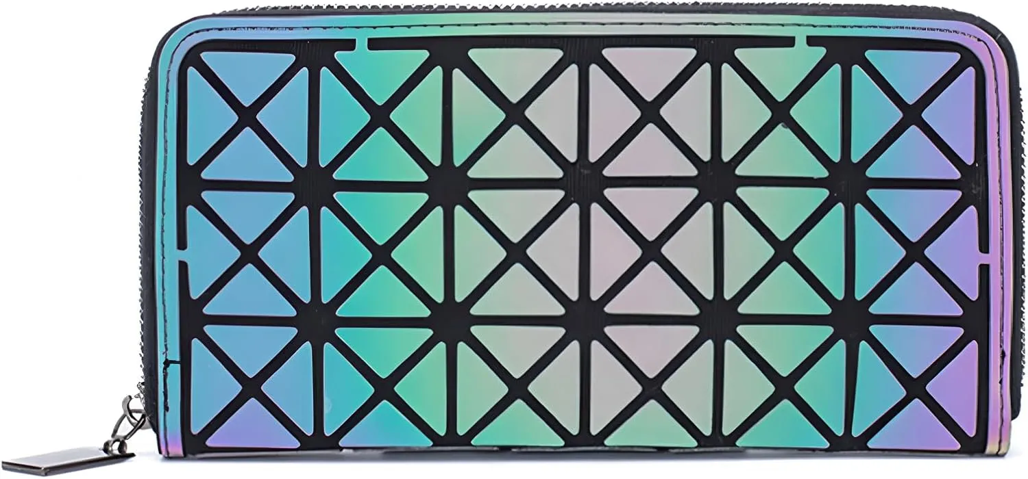 Geometric Clutch Wallet Luminous Lattice Purse Coin Purse Handbag For Women