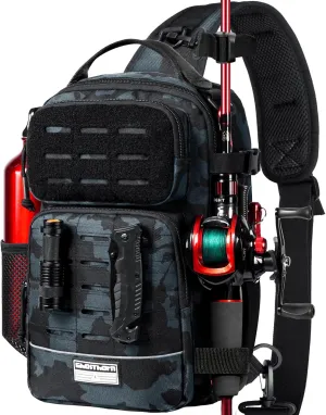 Ghosthorn Fishing Backpack with Rod Holder - Tackle Sling Bag - Fly Fishing Gifts for Men and Women