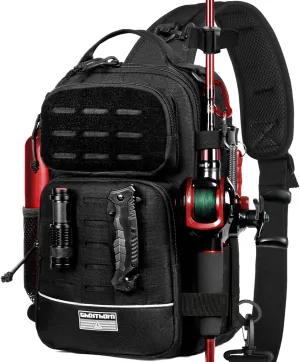 Ghosthorn Fishing Backpack with Rod Holder - Tackle Sling Bag - Fly Fishing Gifts for Men and Women