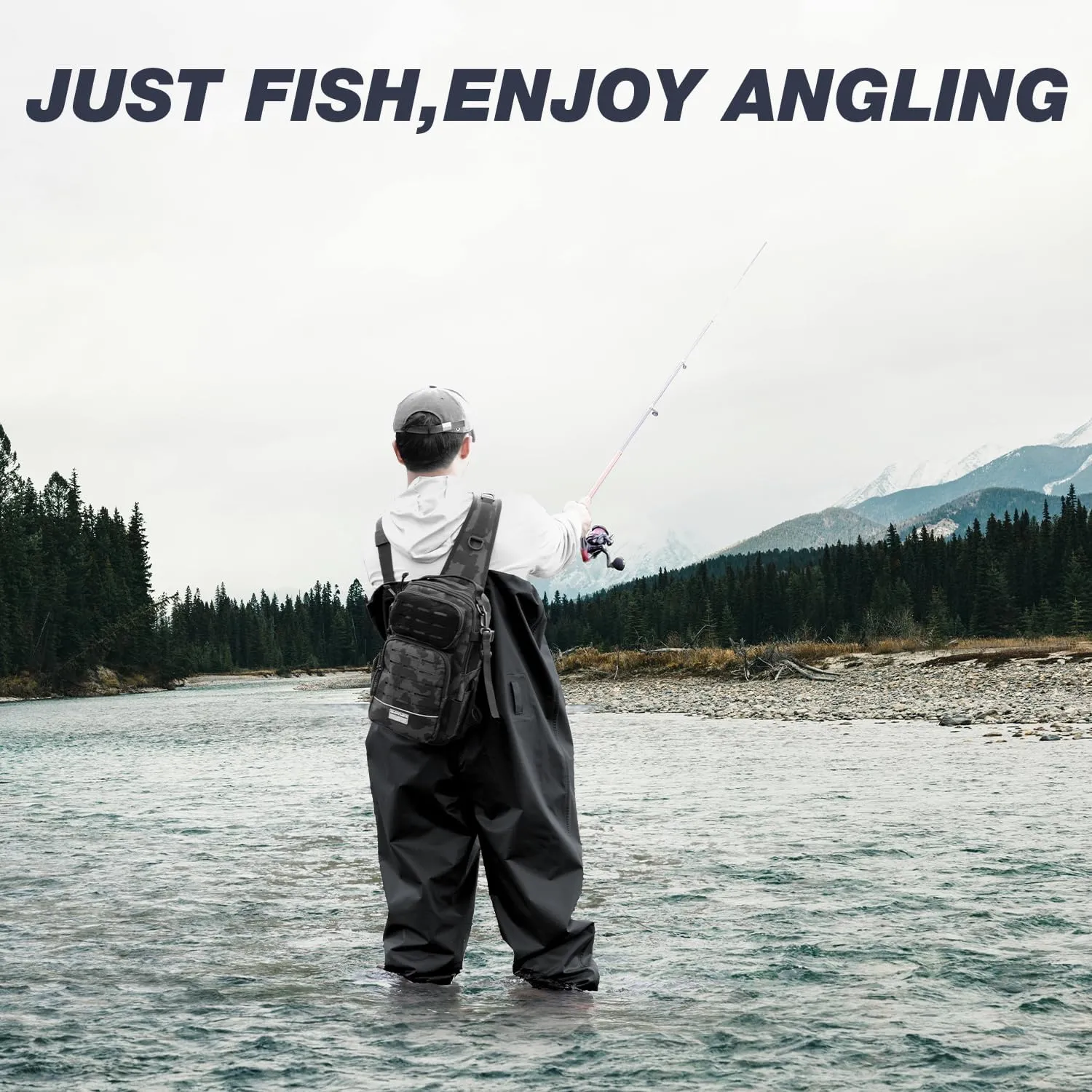 Ghosthorn Fishing Backpack with Rod Holder - Tackle Sling Bag - Fly Fishing Gifts for Men and Women