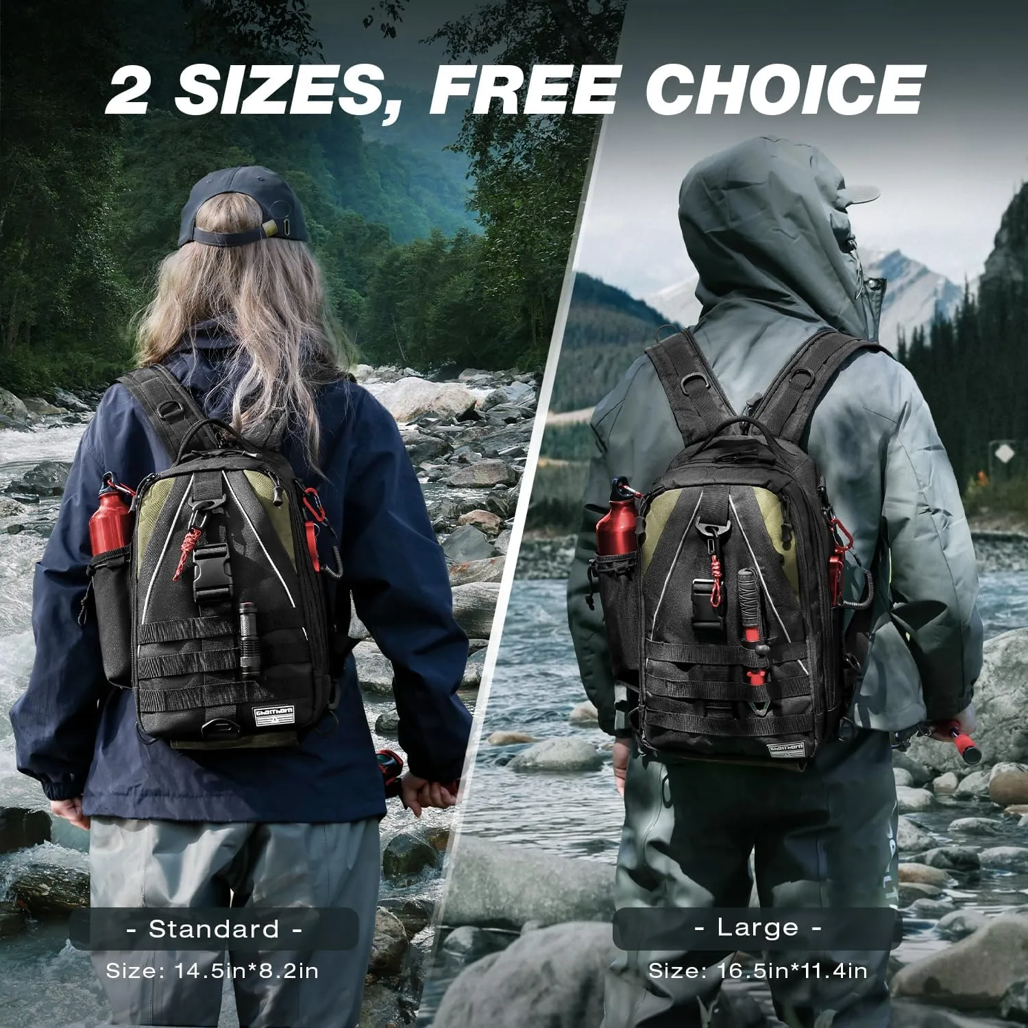 Ghosthorn Fishing Backpack with Rod Holder - Tackle Sling Bag - Fly Fishing Gifts for Men and Women