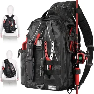 Ghosthorn Fishing Backpack with Rod Holder - Tackle Sling Bag - Fly Fishing Gifts for Men and Women