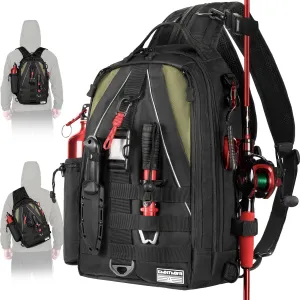 Ghosthorn Fishing Backpack with Rod Holder - Tackle Sling Bag - Fly Fishing Gifts for Men and Women