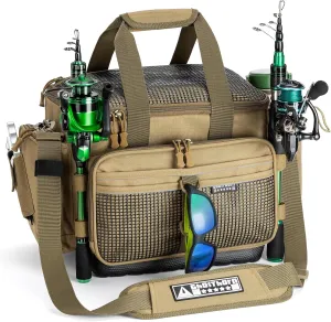 Ghosthorn Fishing Tackle Bag for Saltwater & Freshwater - Versatile Water Resistant Tackle Box Bag Stores Up to 6 Bait Boxes - Durable Fishing Gear Organizer