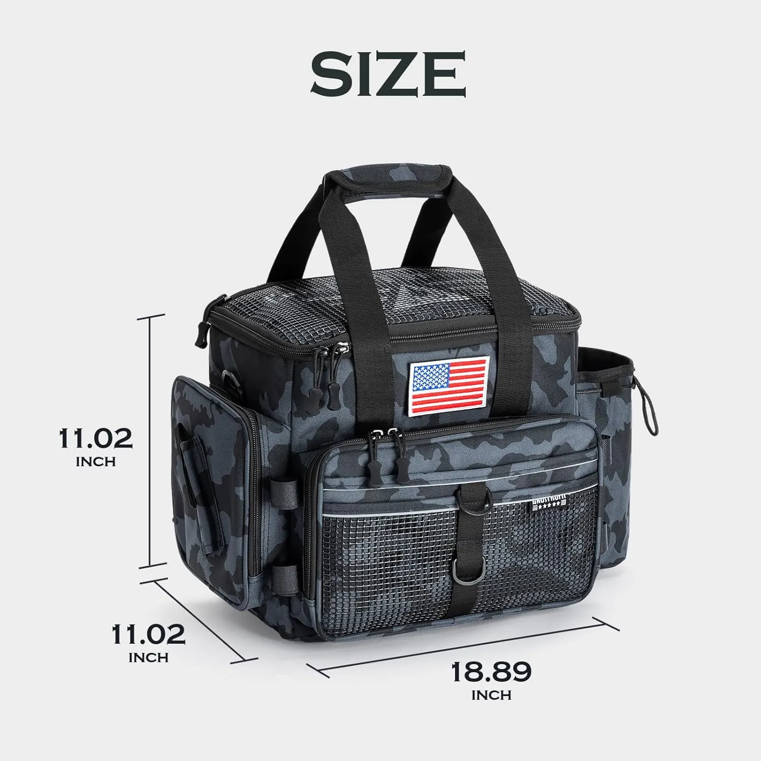 Ghosthorn Fishing Tackle Bag for Saltwater & Freshwater - Versatile Water Resistant Tackle Box Bag Stores Up to 6 Bait Boxes - Durable Fishing Gear Organizer