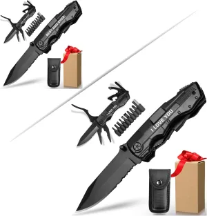Gifts for Boyfriend Dad Husband Him, Multitool Knife“I LOVE YOU” BEST DAD EVER Multitool Knife, Dad Birthday Gift, Christmas Stocking Stuffers, Valentines Day, Birthday Gift Ideas, Fathers Day.