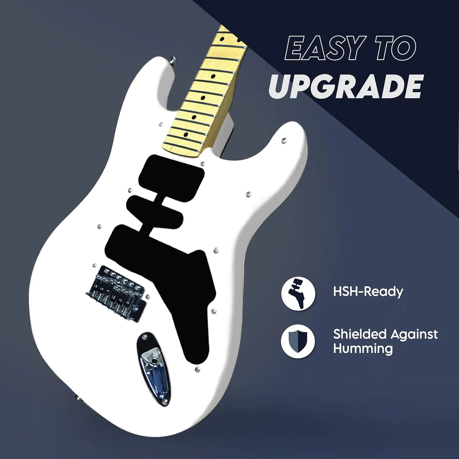 Gigline Skycaster Electric Guitar S-Type Adult Full Size, Alder Body, Stainless Steel Frets (Ball End), Bone Nut, SSS Alnico V, Black