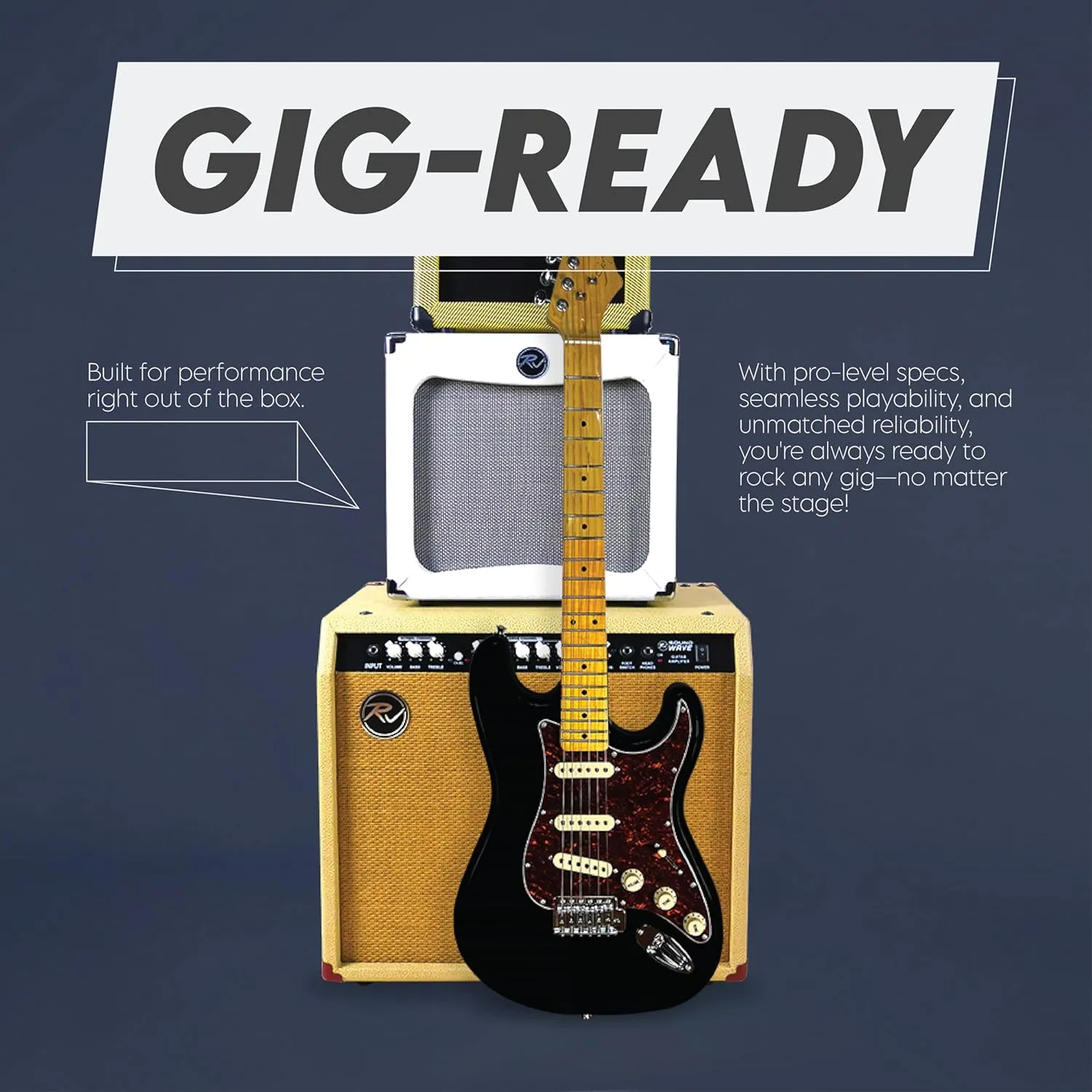 Gigline Skycaster Electric Guitar S-Type Adult Full Size, Alder Body, Stainless Steel Frets (Ball End), Bone Nut, SSS Alnico V, Black