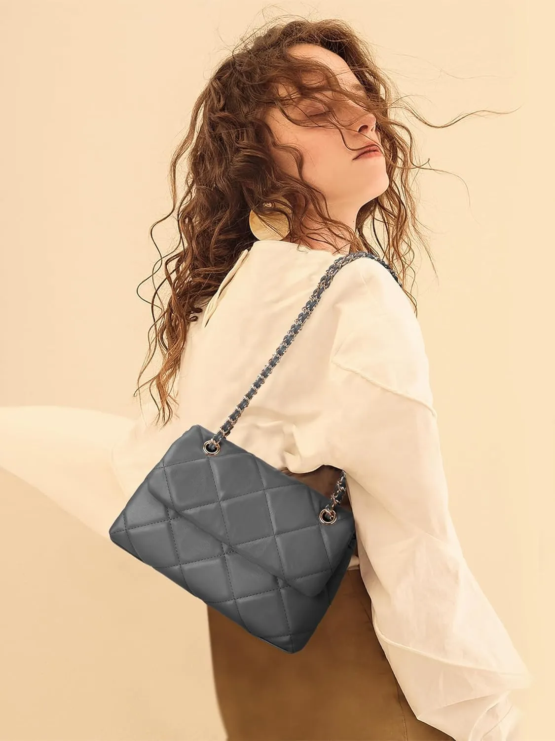 Gladdon Quilted Crossbody Purses for Women Small Ladies Shoulder Bags with Chain Trendy Clutch Purse Cute Designer Bag
