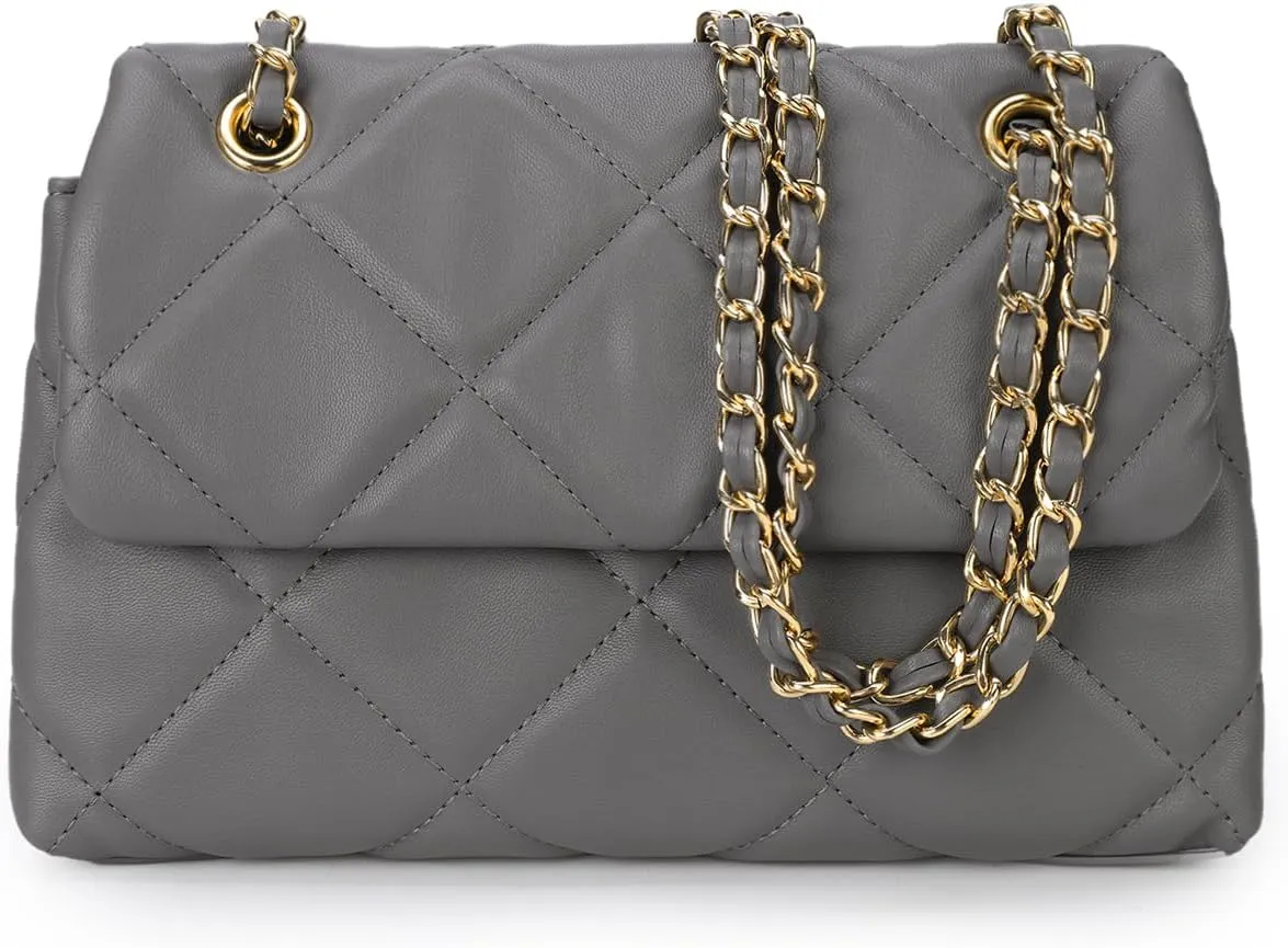 Gladdon Quilted Crossbody Purses for Women Small Ladies Shoulder Bags with Chain Trendy Clutch Purse Cute Designer Bag