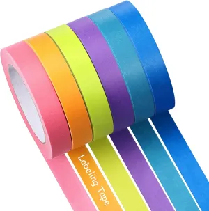 Glenmal 6 Rolls Laboratory Labeling Tapes, 164 Feet Long x 3/4 Inch Width, Temperature Resistant Water Resistant Freezer, Assorted Color for Marking and Color Coding Label Tape