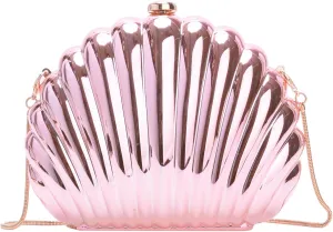 Glitter Seashell Evening Clutch Purse Mini Chain Shoulder Bag Acrylic Shell Pearl Crossbody Bag