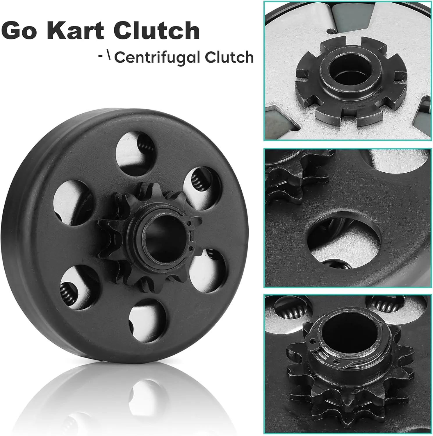 Go Kart Clutch 3/4 Bore 10T Compatible with #40/41/420 Chain, Centrifugal Clutch Fit for Minibike MB165 & MB200 and Honda Cloned Engines GC160 / GC190/ GX120/ GX140/ GX160/ GX200. Up to 2-6.5HP