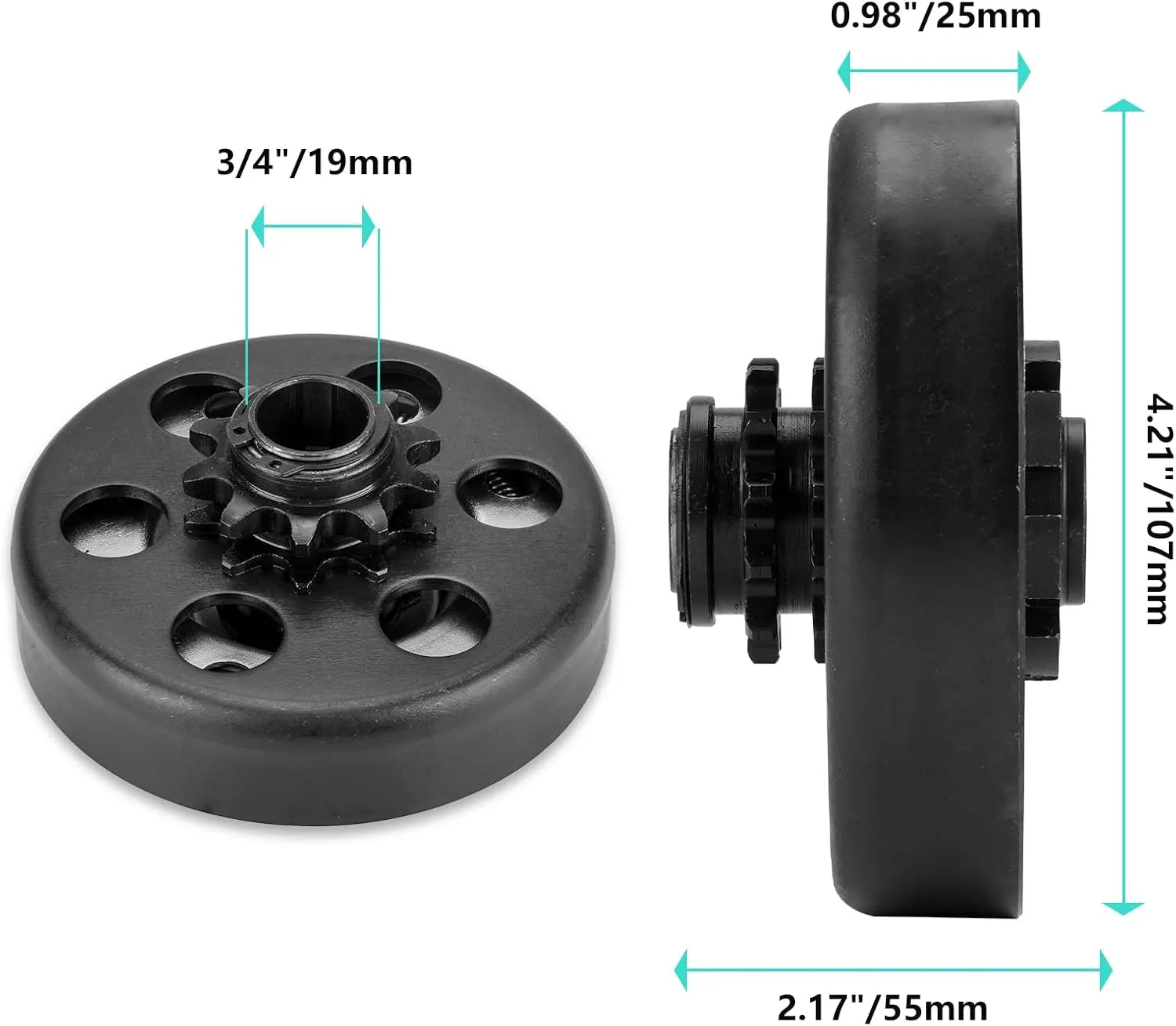 Go Kart Clutch 3/4 Bore 10T Compatible with #40/41/420 Chain, Centrifugal Clutch Fit for Minibike MB165 & MB200 and Honda Cloned Engines GC160 / GC190/ GX120/ GX140/ GX160/ GX200. Up to 2-6.5HP