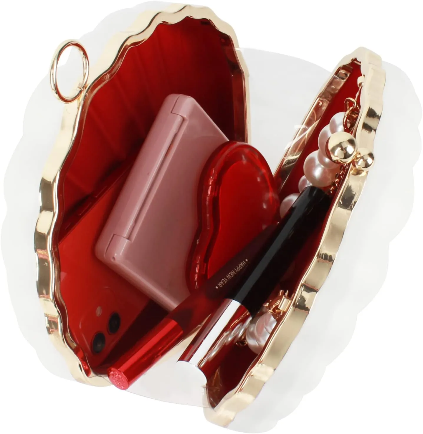 Goclothod Seashell Shape Purse Sequins Leather Crossbody Shoulder Bag Mini Chain Purse