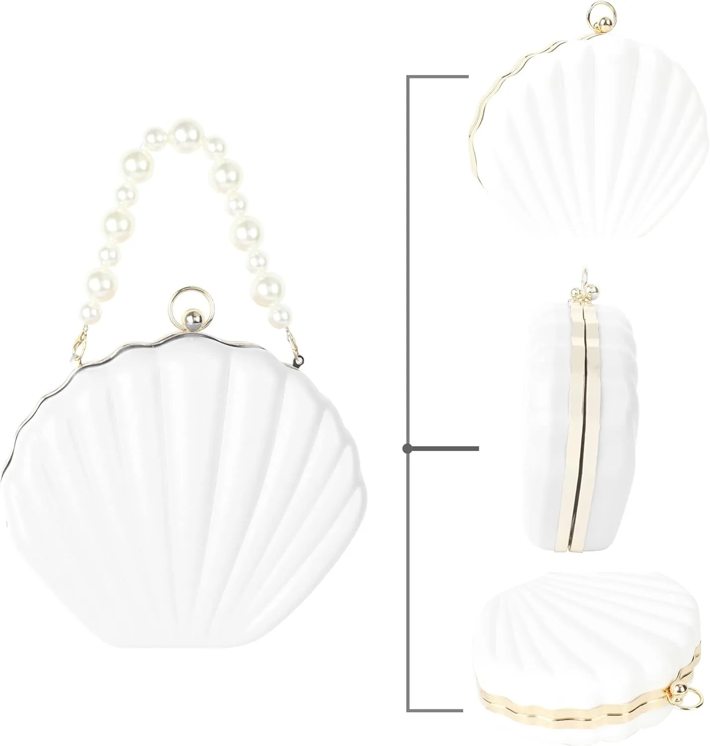 Goclothod Seashell Shape Purse Sequins Leather Crossbody Shoulder Bag Mini Chain Purse