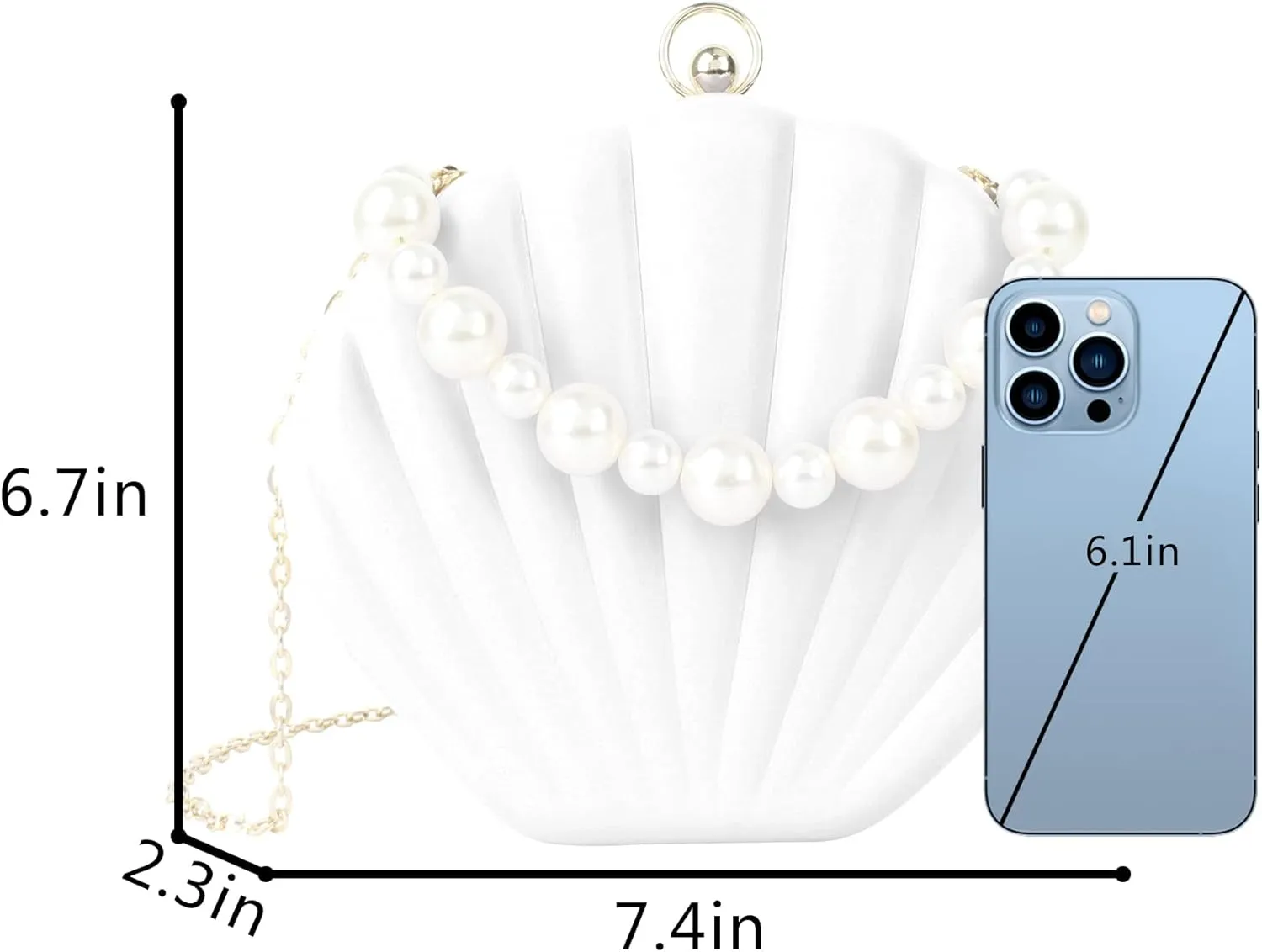 Goclothod Seashell Shape Purse Sequins Leather Crossbody Shoulder Bag Mini Chain Purse