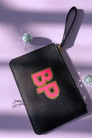Gorgeous Monogram Vegan Leather Clutch Bag